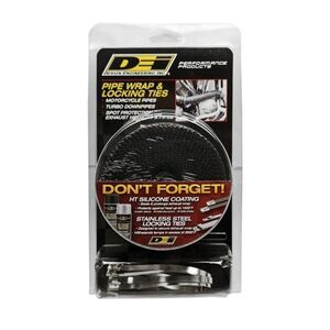 DEi 010119 Exhaust Pipe Wrap & Locking Ties Kit 2 In x 25 Ft Black